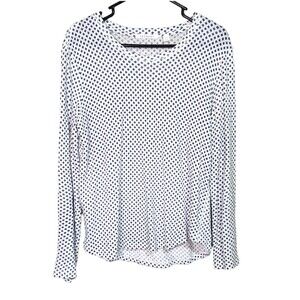 Trenery Size Medium  White and Blue Long Sleeve Linen Nylon Womens Top Shirt